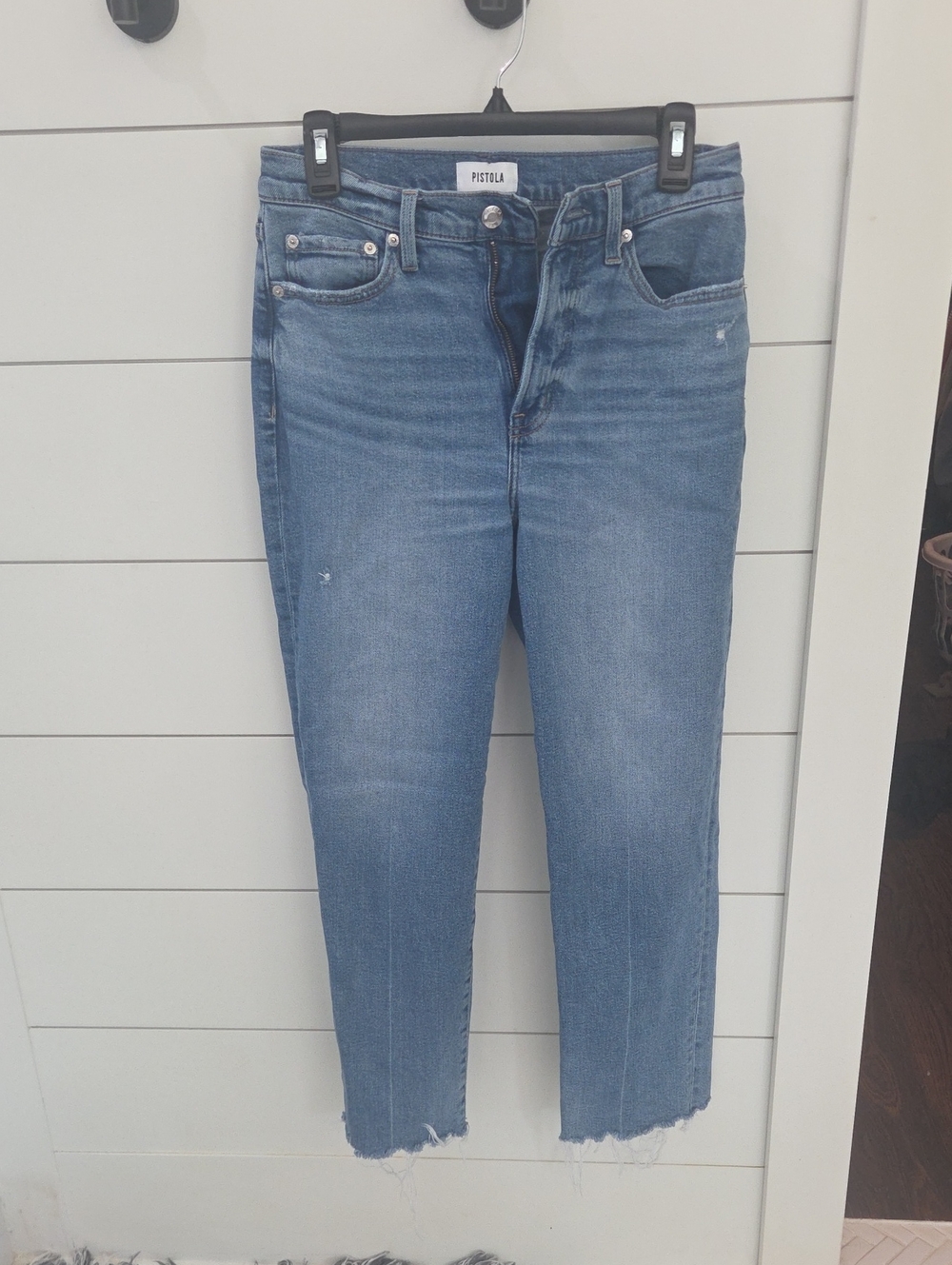 pistola Light Blue Cropped Straight-Leg Jeans Size 27